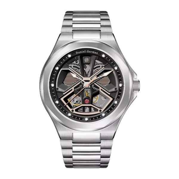 Daniel Gorman Dg8107 Skeleton Watch Dial Stainless2