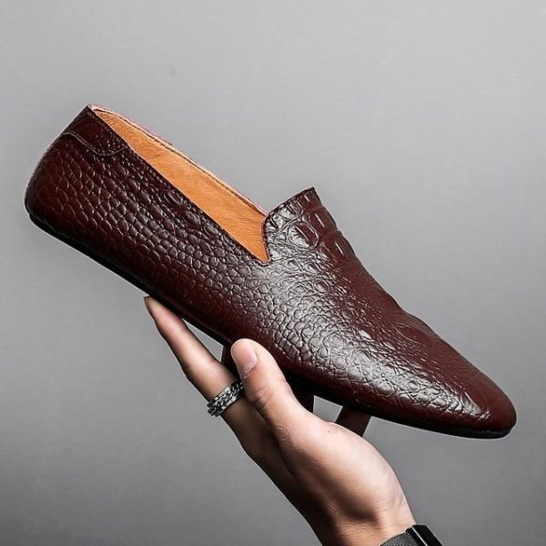 Black Men Loafers Shoes Luxury genuine leather Slip-on - 191227 - Image 4