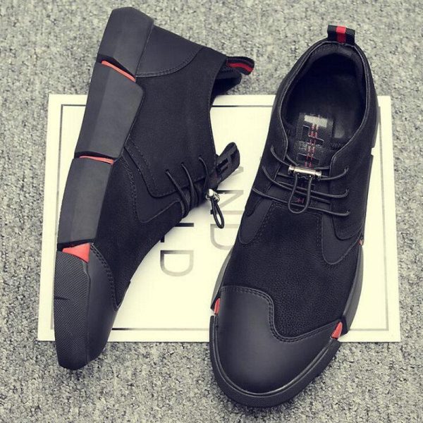 Brand High quality all Black Men's leather casual shoes - Image 4