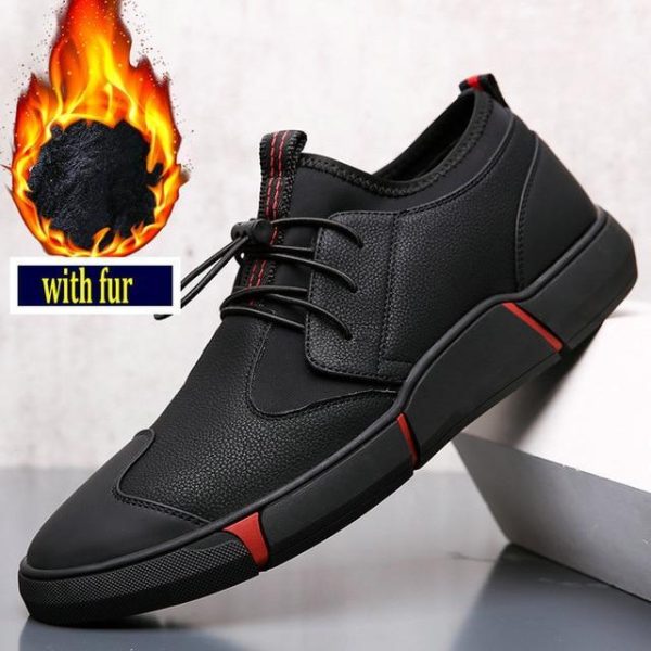Brand High quality all Black Men's leather casual shoes - Image 2