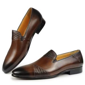 Men dress Driving shoes Genuine cow leather Casual one-step loafers